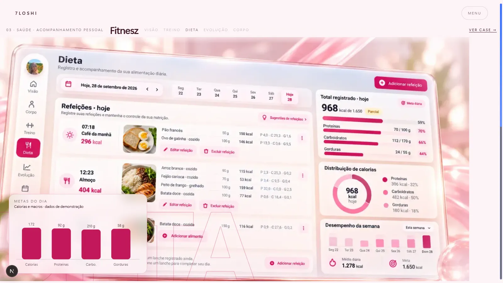 Recorte do próprio site: o Fitnesz, em tons rosados